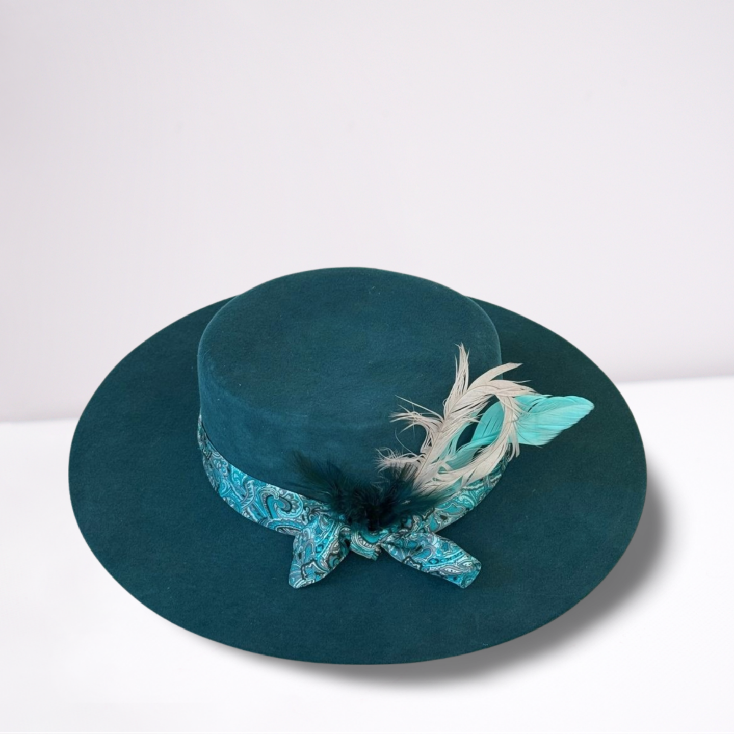 Turquoise Paisley Scarf Band Bolero Hat
